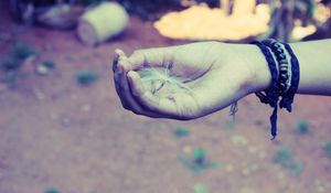 Preview wallpaper hand, palm, dandelion, fluff, bracelets