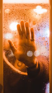 Preview wallpaper hand, palm, glass, wet, fogged