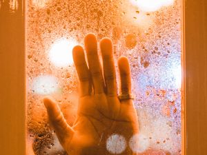 Preview wallpaper hand, palm, glass, wet, fogged