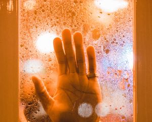 Preview wallpaper hand, palm, glass, wet, fogged