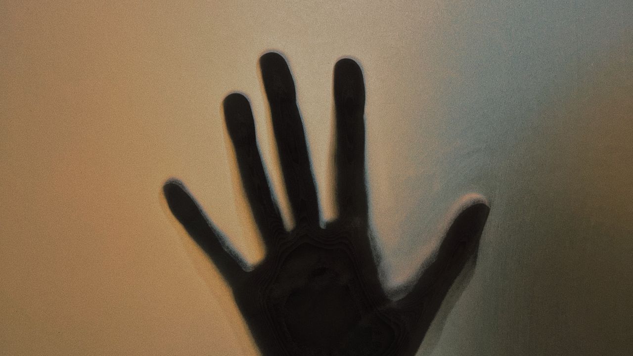 Wallpaper hand, palm, imprint, glass