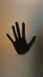 Preview wallpaper hand, palm, imprint, glass