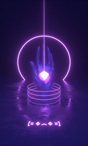 Preview wallpaper hand, palm, neon, glow, art
