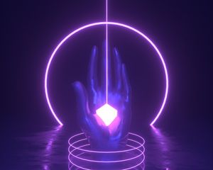 Preview wallpaper hand, palm, neon, glow, art
