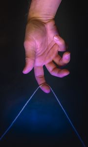 Preview wallpaper hand, palm, thread, dark