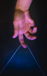 Preview wallpaper hand, palm, thread, dark