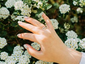 Preview wallpaper hand, ring, flowers, bloom