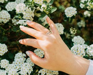 Preview wallpaper hand, ring, flowers, bloom