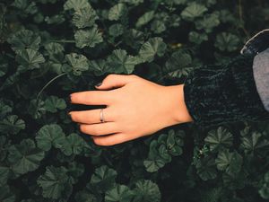 Preview wallpaper hand, ring, leaves