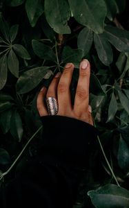 Preview wallpaper hand, ring, leaves