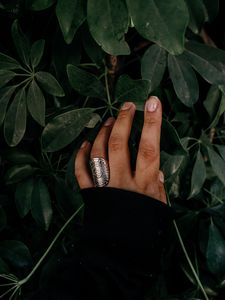 Preview wallpaper hand, ring, leaves