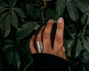 Preview wallpaper hand, ring, leaves