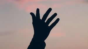 Preview wallpaper hand, silhouette, sky, night