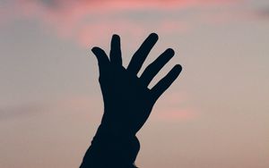 Preview wallpaper hand, silhouette, sky, night