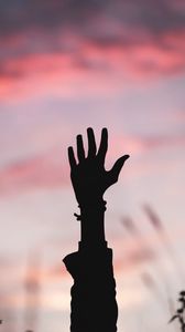 Preview wallpaper hand, silhouette, sunset