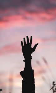Preview wallpaper hand, silhouette, sunset