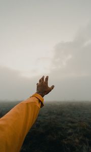 Preview wallpaper hand, sky, clouds, fog