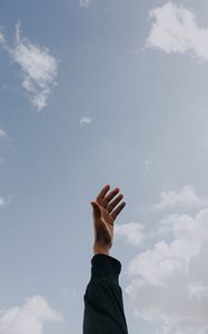 Preview wallpaper hand, sky, fingers, clouds, raise, freedom
