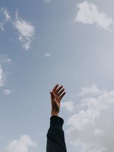 Preview wallpaper hand, sky, fingers, clouds, raise, freedom