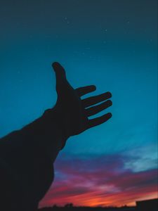 Preview wallpaper hand, sky, silhouette