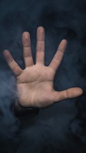 Preview wallpaper hand, smoke, fingers, palm, gesture