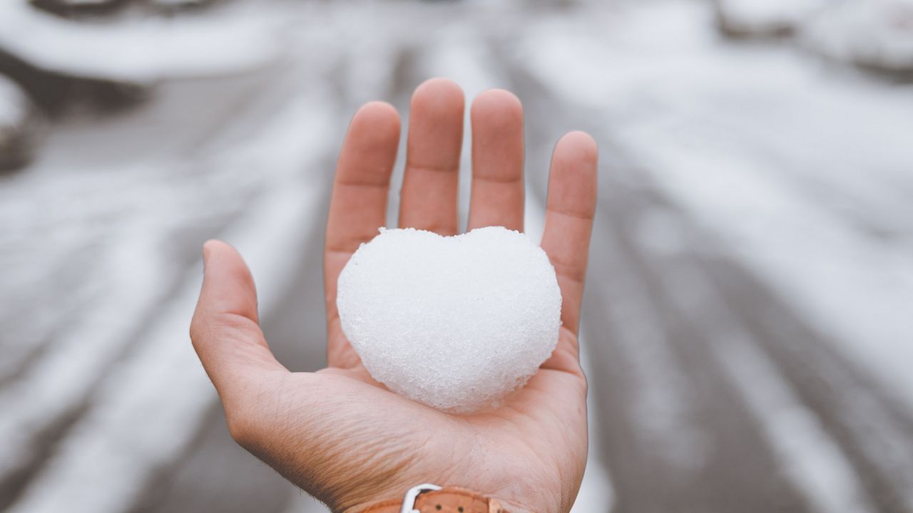 Wallpaper hand, snow, heart, winter, love