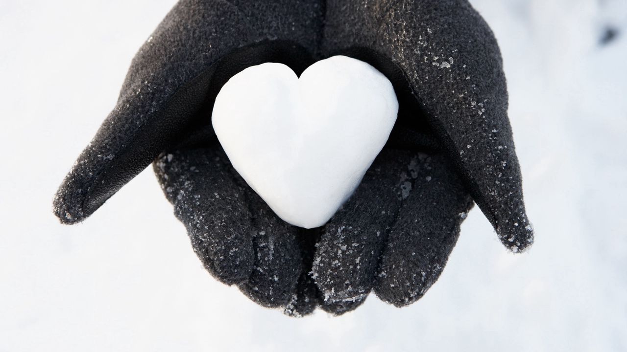Wallpaper hand, snow, heart, symbol, love