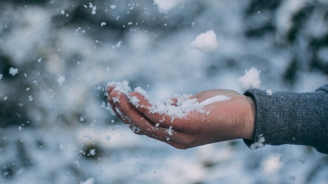 Wallpaper hand, snow, palm, winter