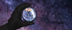 Preview wallpaper hand, space, stars, cup, art
