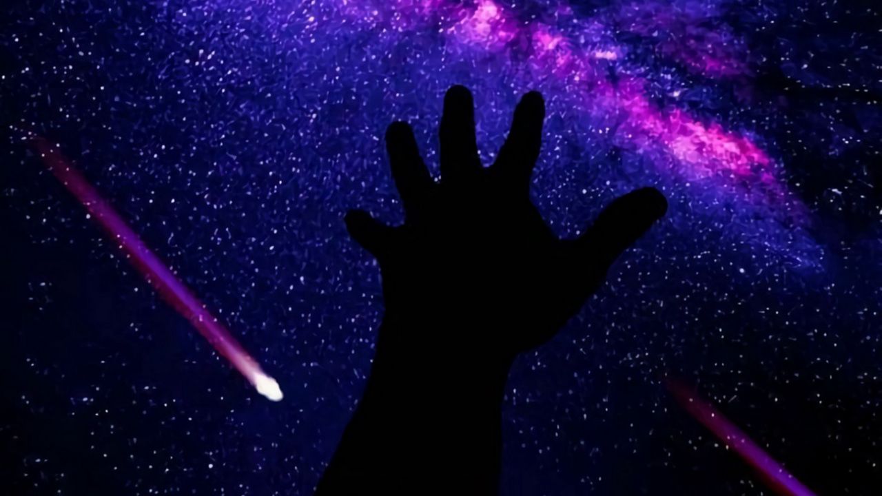 Wallpaper hand, starry sky, dark, meteorites, space