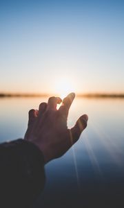 Preview wallpaper hand, sunlight, touch, rays