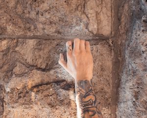 Preview wallpaper hand, tattoo, stones