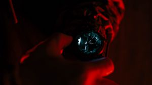 Preview wallpaper hand, watch, backlight, red, dark