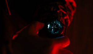 Preview wallpaper hand, watch, backlight, red, dark