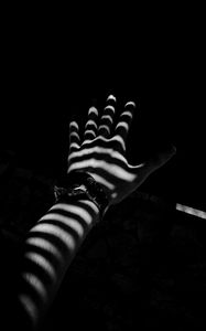 Preview wallpaper hand, watch, bw, stripes, shadow