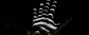 Preview wallpaper hand, watch, bw, stripes, shadow