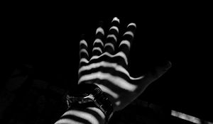 Preview wallpaper hand, watch, bw, stripes, shadow