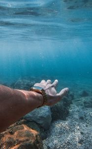 Preview wallpaper hand, watch, underwater, water, corals