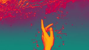 Preview wallpaper hand, water, touch, glow, bubbles, splashes
