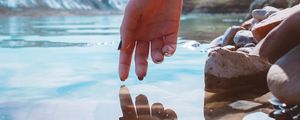 Preview wallpaper hand, water, touch, reflection