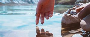 Preview wallpaper hand, water, touch, reflection