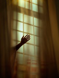 Preview wallpaper hand, window, blind, shadow