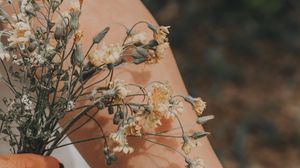 Preview wallpaper hands, bouquet, flowers, tattoo