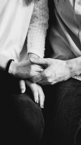 Preview wallpaper hands, bw, love, couple, tenderness