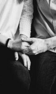 Preview wallpaper hands, bw, love, couple, tenderness