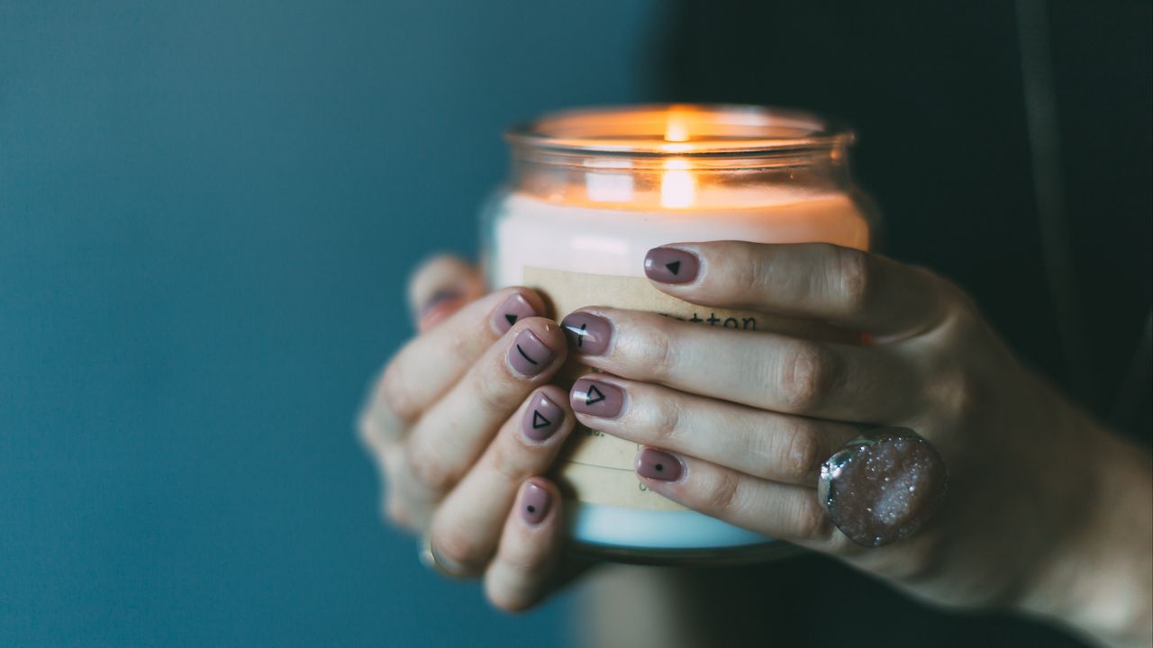Wallpaper hands, candle, manicure