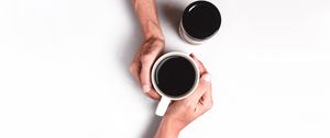 Preview wallpaper hands, coffee, cup, couple, minimalism