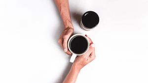 Preview wallpaper hands, coffee, cup, couple, minimalism