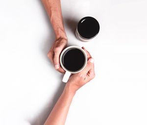 Preview wallpaper hands, coffee, cup, couple, minimalism