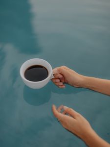 Preview wallpaper hands, coffee, cup, water